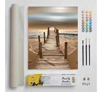 DonElton Pintar por Números para adultos Paisajes - 40x50 cm Kits de pintura con Pinceles, colores acrílicos y lienzo de lino, Sin marco - Regalo creativo (Playa)