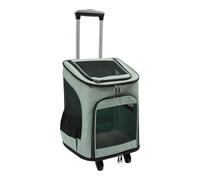 Donened - Carrito para perros con ruedas, 2 en 1 para perros y gatos, mochila para mascotas con asa telescópica, para gatos pequeños, perros de hasta 9 kg (verde)