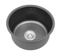 Donened - Fregadero de cocina, redondo de acero inoxidable, empotrable con tubo de drenaje y tapa del fregadero, diámetro de 37,5 cm sin orificio para grifo, para bares, cocinas, hoteles, garajes (40