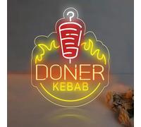 Doner Kebab - Letrero de neón colorido Shawarma con luz LED para parrilla, bar, barbacoa, restaurante, decoración de pared para tienda de alimentos de Oriente Medio, bistró, carne, comida rápida