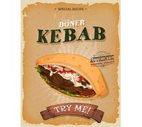 Doner Kebab - Placa de metal retro con texto en inglés "Take Away Fast Food Man Cave Tin Sign 8x12"