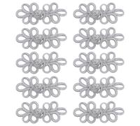 DONFAMDS 10 Piezas Botones de Nudos Chinos para Cheongsam en Color Plata, Hechos a Mano Material de Purl, Portátiles Fina Elaboración para Proceso de Costura Manual en Prendas como Shrug