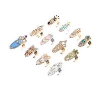 DONFAMDS 12 Piezas de Anillos Creativos de Aleación para Decoración de Uñas, sin Pegamento y Fáciles de Usar, Ideales para Halloween y Citas