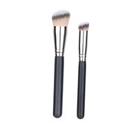 DONFAMDS 2 piezas Brochas Maquillaje Base y Corrector Pinceles Cosméticos Portátiles Sintéticos para Fundaciones y Polvos Suaves y Multifuncionales para Mujeres y Profesionales