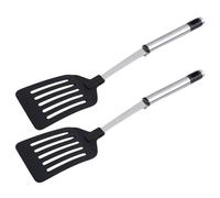 DONFAMDS 2 piezas Espátulas de Acero Inoxidable Ranuradas para Cocina Doméstica y Restaurante Resistentes sin Puntos de Soldadura con Orificio para Colgar para Freír y Saltear Alimentos