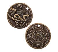 DONFAMDS 2piezas Monedas Chinas Feng Shui Diseño De Serpiente Colgante De Latón Para Llaveros y Decoración De Nudos Chinos Amuleto De Buena Suerte Para Interior De Automóviles