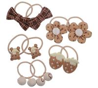 DONFAMDS 5 Pares de Lazos Pelo Lazo Decorativos para Niña, Cuerda Elástica Cabello Color Café, Accesorios Cabello Suaves y No Dañinos, Ideales para Fiestas y Uso Diario