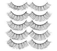 DONFAMDS 5 Pestañas Postizas Naturales y Reutilizables Aspecto Delicado y Cómodo para Maquillaje Diario Diseño Curvado y Volumen Natural