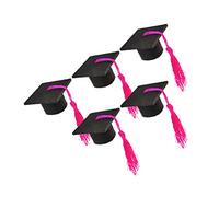 DONFAMDS 5piezas Mini Sombrero Doctoral Borlas para Botellas De Vino Decoración Adorable para Fiestas De Graduación Accesorio Festivo Color Rosado