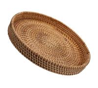 DONFAMDS Canasta Mimbre Redonda Tejida a Mano de Ratán, Cesta de Almacenamiento Rústica y Elegante Diseñada para Larga Duración, Adecuado como Organizador de Estantes de Cocina