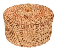 DONFAMDS Contenedor de cesta de ratán con tapa, cesta de almacenamiento tejida para frutas y pan, diseño decorativo, uso en escritorio y habitación Color Aleatorio