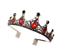 DONFAMDS de peine de cabello de imitación coronas para mujeres para novia elegante tiaras y coronas para mujer fiesta dama de honor despedida de soltera de novia rojo