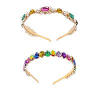DONFAMDS Diademas Vintage Gemas De Imitación 2 Piezas Tamaño Único Para Mujer y Niña Uso Diario y Fiestas Cosplay Elegantes Accesorios Cabello Clásicas Doradas