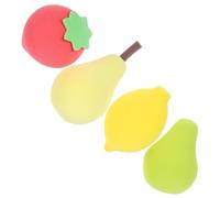 DONFAMDS Esponjas De Maquillaje Facial Borla De Belleza 4 Piezas Tamaño Pequeño Uso En Seco y Húmedo Mujeres Niñas Multicolor Frutas Para Aplicación De Base y Polvos Cosméticos