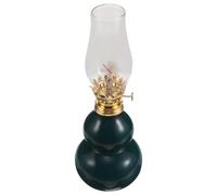 DONFAMDS Lámpara de Aceite Vintage de Vidrio Pequeña Base Cerámica, Diseño Retro a Prueba de Viento, Decoración Rústica para Interiores y Exteriores, Linterna de Aceite para Camping