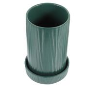 DONFAMDS Porta Utensilios de Cocina de Cerámica Verde, Recipiente para Cucharas y Cubiertos Escurridor Doble, Adecuado para Encimeras y Mantener la Cocina Ordenada