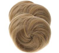 DONFAMDS Postizo De Moño De Pelo Liso 2 Piezas Moños Falsos Alta Temperatura Para Mujeres Uso Diario Oficina Boda y Fiestas