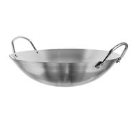 DONFAMDS Sartén Wok de Cocina Acero Inoxidable 32 Cm Doble Asa para Inducción, Olla Multifuncional Práctica para Cocinar en Casa, Utensilio Resistente y Estable para Uso Doméstico