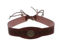 DONFAMDS Tocado Vikingo Vintage Marrón de Pu Resistente Deformación Desvanecimiento para Accesorios Medievales en Eventos de Cosplay y Entusiastas Históricos