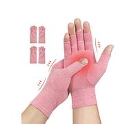 Donfri 2 pares de guantes de compresión para artritis, sin dedos, para aliviar el dolor, para juegos y para dar calor, aptos para mujeres y hombres (Rosa, Small)