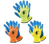 Donfri 3 pares de guantes de jardinería para niños, guantes protectores de látex, hechos a mano, tareas domésticas diarias, pintura, actividades al aire libre (9-12 años)