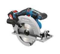 Dong Cheng 20V Sierra circular inalámbrica sin escobillas 185mm, 5000 RPM, capacidad de corte 65mm(90°)/45mm(45°), incl. 3 hojas de sierra 185x20mm, maletín de almacenamiento, batería y cargador