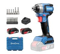 Dong Cheng Atornillador de Impacto Brushless a Batería 18V, 165Nm, Arranque Suave & Modo Autorroscante, 3 Velocidades, LED, 2x 2.0 Ah Batería + Cargador, Juego de Puntas + Dados