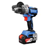 Dong Cheng Taladro de Percusión Inalámbrico 18V 160Nm, Taladro Percutor Batería Brushless, 1x4,0Ah, 3 Modos-Atornillar, Perforar y Percuto, Portabrocas de 13 mm, 2 Velocidades, 19+2 Niveles de Par