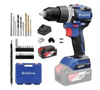 Dong Cheng Taladro de Percusión Inalámbrico 18V 90Nm, Taladro Percutor Batería Brushless, 1x 4,0Ah, 3 Modos-Atornillar, Perforar y Percuto, Portabrocas de 13 mm, 2 Velocidades, 19 Niveles de Par