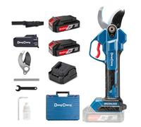 Dong Cheng Tijeras de jardín a batería de 20 V, 4 niveles de corte hasta 35 mm, motor profesional sin escobillas, 2 baterías de 2,0 Ah, cargador de 2 A, hoja SK5 - para árboles frutales, jardinería