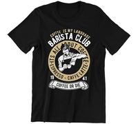 DONG-XIANG Coffee is My Language, Barista Club Men's Black Cotton T Shirt T-Shirt Black S