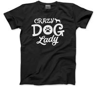 DONG-XIANG Crazy Dog Lady Dog Lover Pet Owner Gift Mens Unisex Yellow Red Mens Women T Shirt%- Black T-Shirt Black S