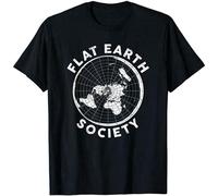 DONG-XIANG Flat Earth Society T Shirt Conspiracy Theory Earther Gift T-Shirt Black M