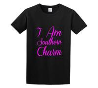 DONG-XIANG I Am Southern Charm Funny Slogan Reunion Abstract Concise Retro Soft Grinding T-Shirt Black XL