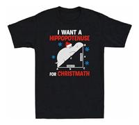 DONG-XIANG I Hippopotenuse Graphic Want Mens T Shirt 100% Cotton A Math Men's for Funny Geometry Christmas T-Shirt Black S