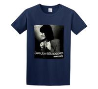 DONG-XIANG Joan Jett Great Hits Black and White Photo Simple Super Camping Distressed T-Shirt Navy 3XL