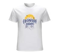 DONG-XIANG John Denver Take me Home Country Roads Men's T Shirt Guitar Music T-Shirt WhiteXL