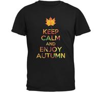 DONG-XIANG Keep Calm Enjoy Autumn Fall Black Adult Work t Shirts for Men T-Shirt Black S