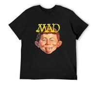 DONG-XIANG Mad Magazine Absolutely Mad Mens T Shirt 100% Cotton Vintage Gift for Men T-Shirt Black L