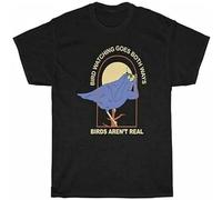 DONG-XIANG Men's Bird Watching Goes Both Ways The Bourgeo Birds Aren't Real T-Shirt Black T-Shirt Black S