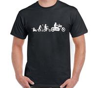 DONG-XIANG Motorbike T-Shirt Bike Biker Motorcycle Two Wheel Evolution Mens Funny T-Shirt Black M