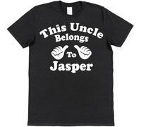 DONG-XIANG Personalised This Uncle Belongs to Yellow Mens T Shirt 100% Cotton with Any Name T-Shirt Black M
