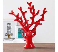 Dongbin Cerámica Minimalista Moderna Escultura de árbol de Coral Artesanía Decoración Creativa Sala de Estar Adornos de Oficina - 4 Colores Opcional,Rojo