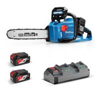 DongCheng Motosierra inalámbrica 40 V, motosierra a batería 38 cm de longitud de corte, motor sin escobillas 14 m/s velocidad de corte, motosierra con batería con 2x4.0Ah batería y cargador