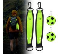 Dongcill 1.Set de Luces LED Intermitentes para Mochila - Colgante Reflectante de Seguridad Impermeable con Forma de Balón de Fútbol, Accesorio Reflectante Luminoso para Mochila, Correr