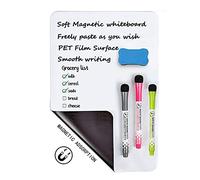 DONGDA Pizarra Magnética Nevera A4 Pizarra Iman Nevera Blanca Tablero Magnetico para Nevera Pizarra Magnetica Refrigerador con 3 Rotuladores y Borrador para Refrigerador, Archivador, Puerta de Metal