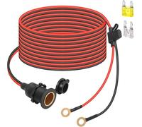Dongge 12V / 24V DC Toma de mechero fija, Impermeable Marine Grade Enchufe del Encendedor de Cigarrillos Outlet，Cable alargador de 3m 14AWG 20A,Coche, Motocicleta, Barco