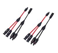 Dongge Conexión solar y adaptador paralelo de la rama de Y, cable de panel solar, distribuidor de enchufe y toma fotovoltaicos, soporta 30 A, cable rojo y negro de alta corriente 2 juegos