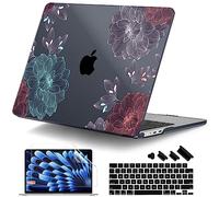 DONGKE Funda rígida para MacBook Air M3 de 13.6 Pulgadas 2022 2023 2024 A2681 M2 A3113, Carcasa rígida de plástico Negro Cristal para MacBook Air de 13.6 Pulgadas con Pantalla Retina Compatible con