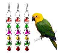 DONGKER 3 piezas de juguete de campanas de loro, diseño extraíble para pájaros, juguete colgante con campana y hebilla de metal para mascotas, periquito, cacatúa, tortolito, loro